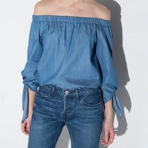 NWT Chambray Off-the-Shoulder Blouse, Small